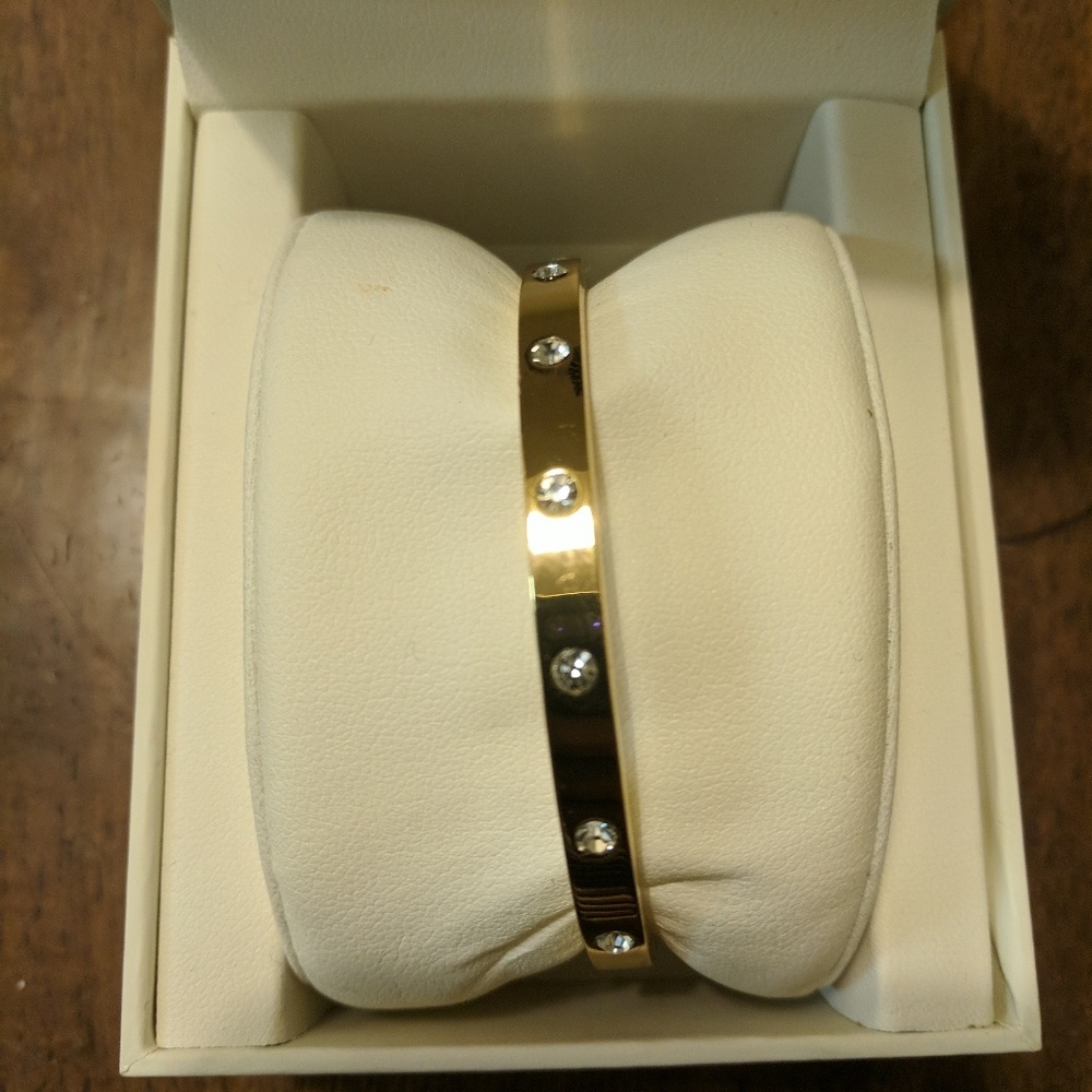 Kate Spade gold bangle with Swarovski crystals